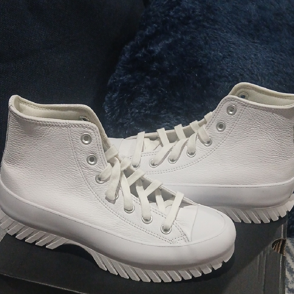 Women's White Platform High-Top Sneakers